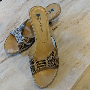 Gentle Souls Gold Snake-Effect Slip-On Sandal